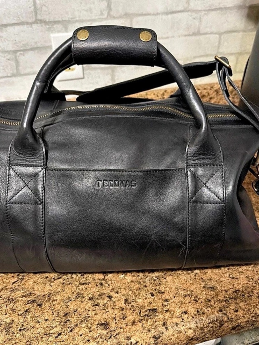 Tecovas Medium Weekender Duffle Black Leather Travel Bag